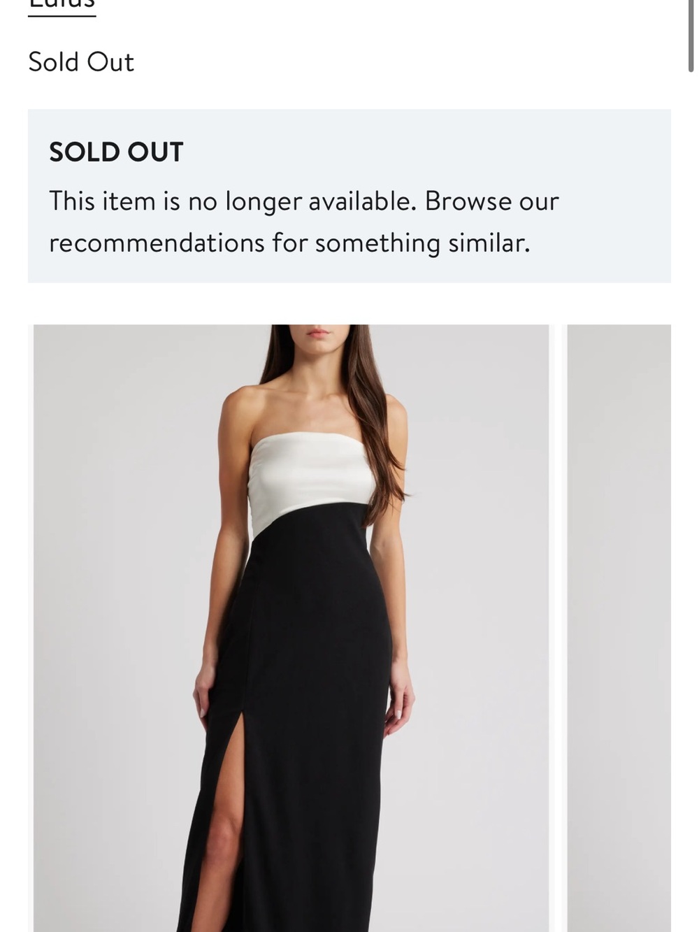 Strapless Black and White Evening Gown